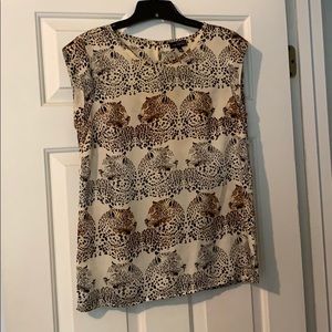 Leopard print cap sleeve blouse